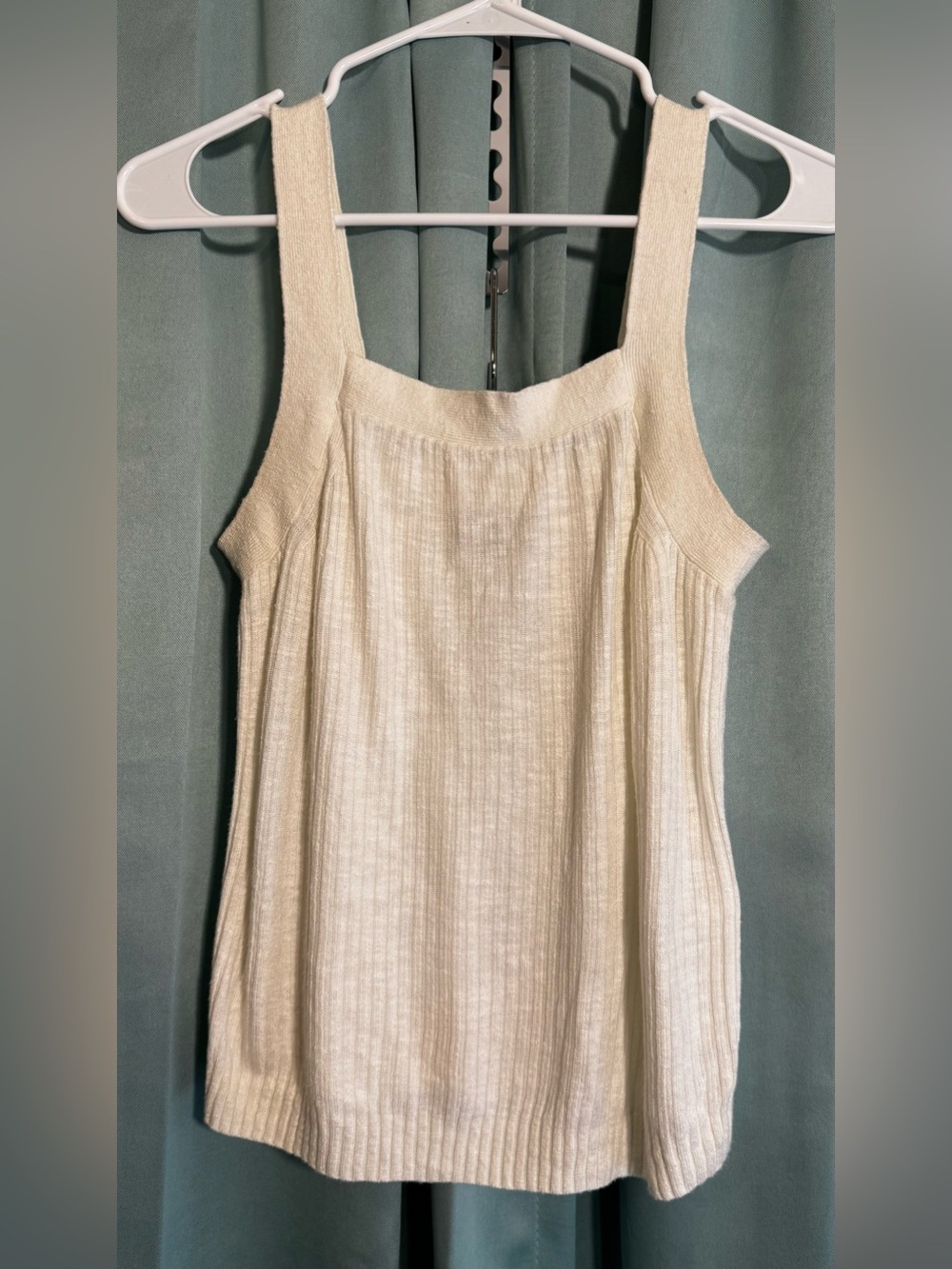 Banana Republic Cream Linen Blend Ribbed Tank Top Sleeveless Size Small